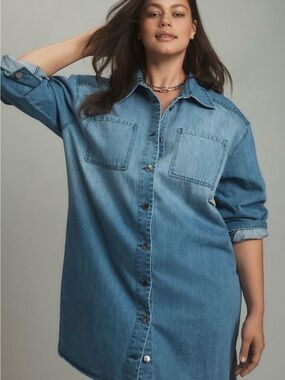 Denim Shirt Dress - Light Blue